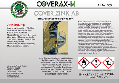 Art. Nr. 103 - Cover Zink AB, Zink-Ausbesserungsspray, 400ml Aerosol