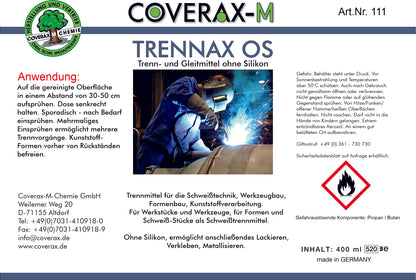 Art. Nr. 111 - Trennax OS Trennmittel ohne Silikon, Schweiß-trennmittel, 400ml Aerosol